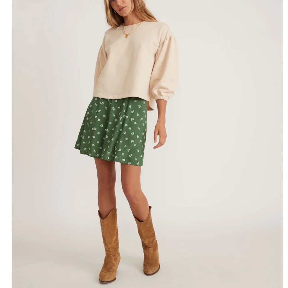 Marine Layer Bonnie Mini Skirt in Green Modern Ditsy - Picture 4 of 6